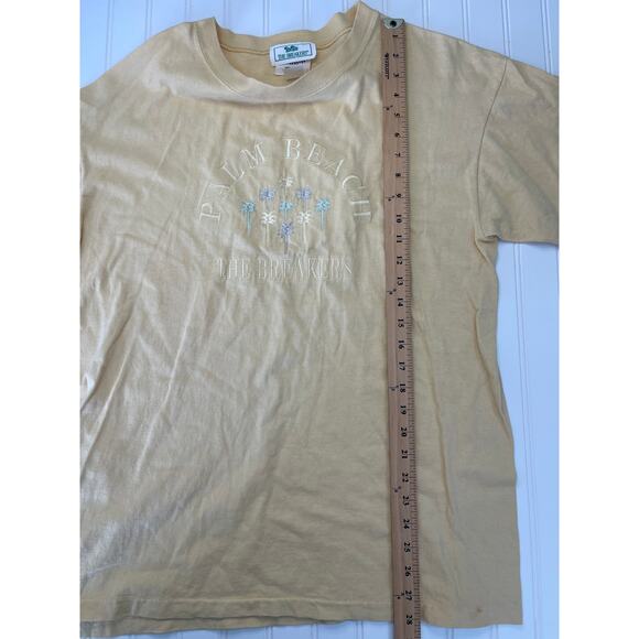 Vintage Palm Beach The Breakers Embroidered Yellow T Shirt Palm Trees Size Large - Picture 5 of 8